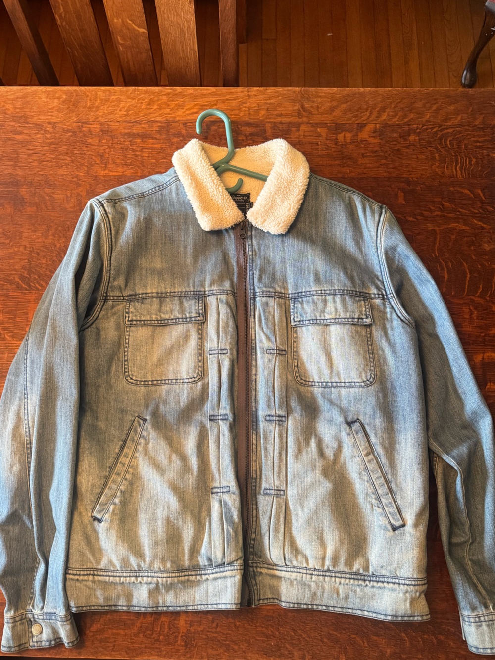 Light Blue Denim Sherpa Collar Jacket - Men